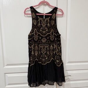 Free People Black and Gold Mini Dress